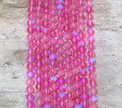 Matte Mermaid Glass Beads aka Mystic Aura Quartz, Round 6mm 8mm