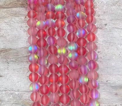 Matte Mermaid Glass Beads aka Mystic Aura Quartz, Round 6mm 8mm