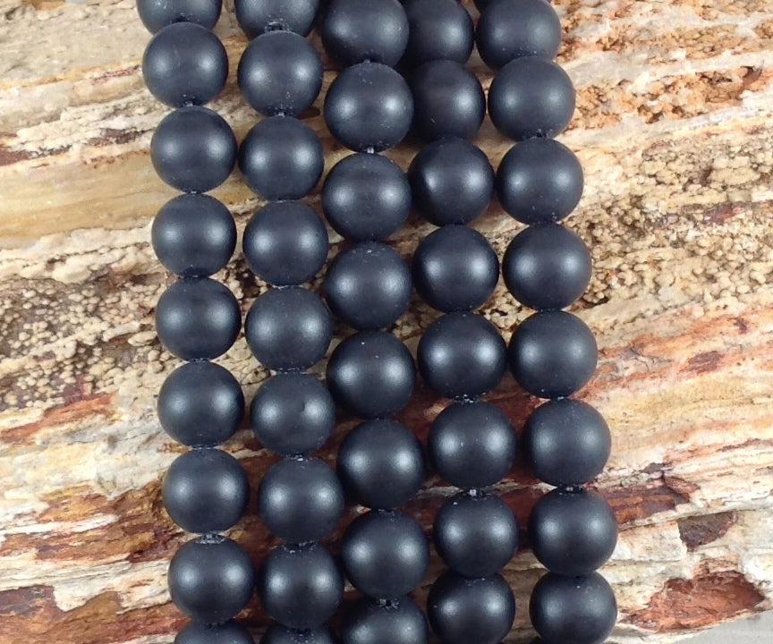 Matte Onyx aka Schwarzer Achat rund